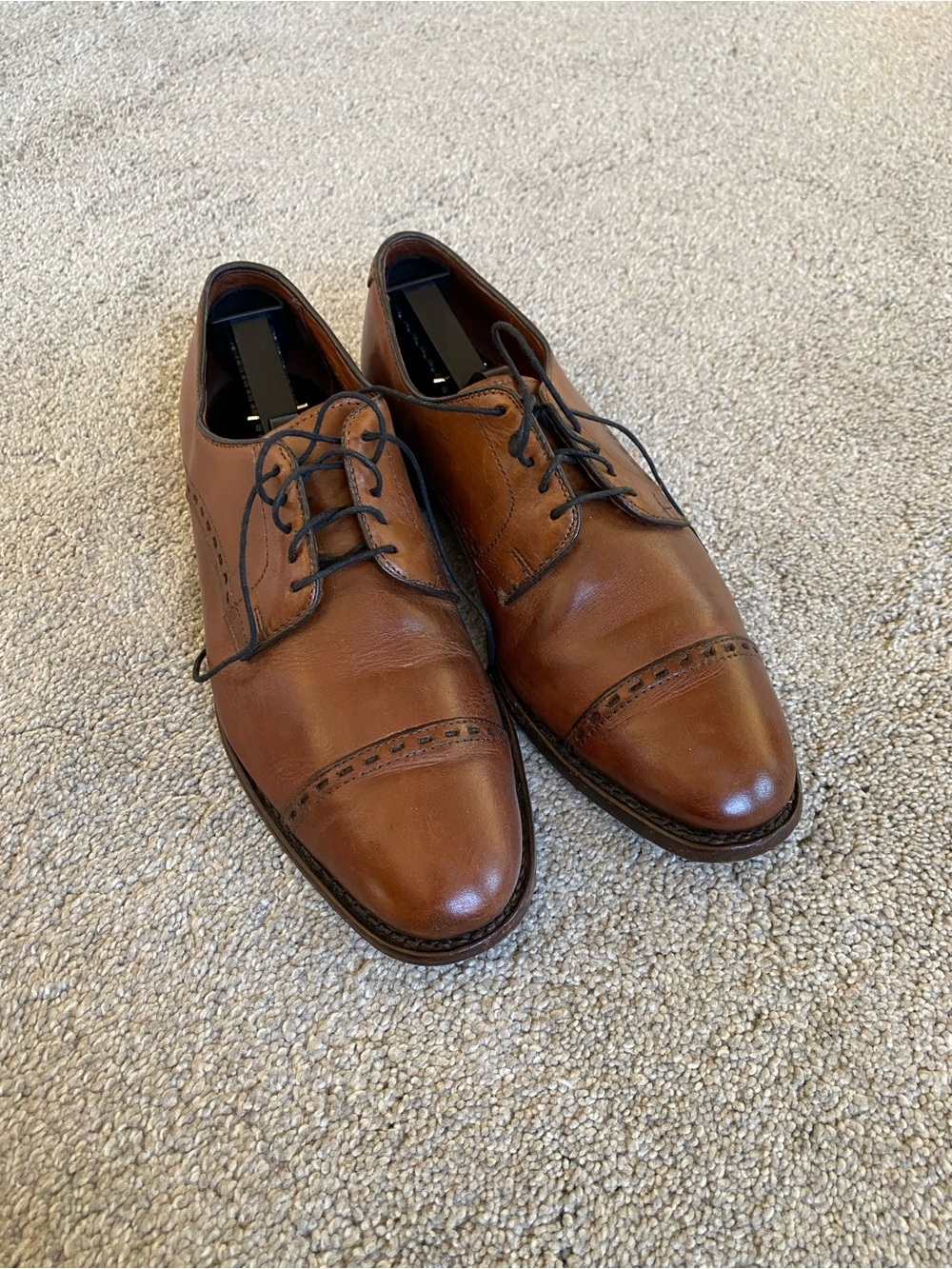 Men's Brown Cap-Toe Leather Oxford Dress Shoes